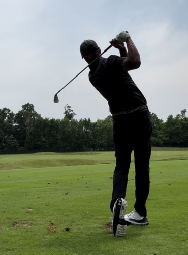 About Carpe Diem Golf - the owner in mid swing.